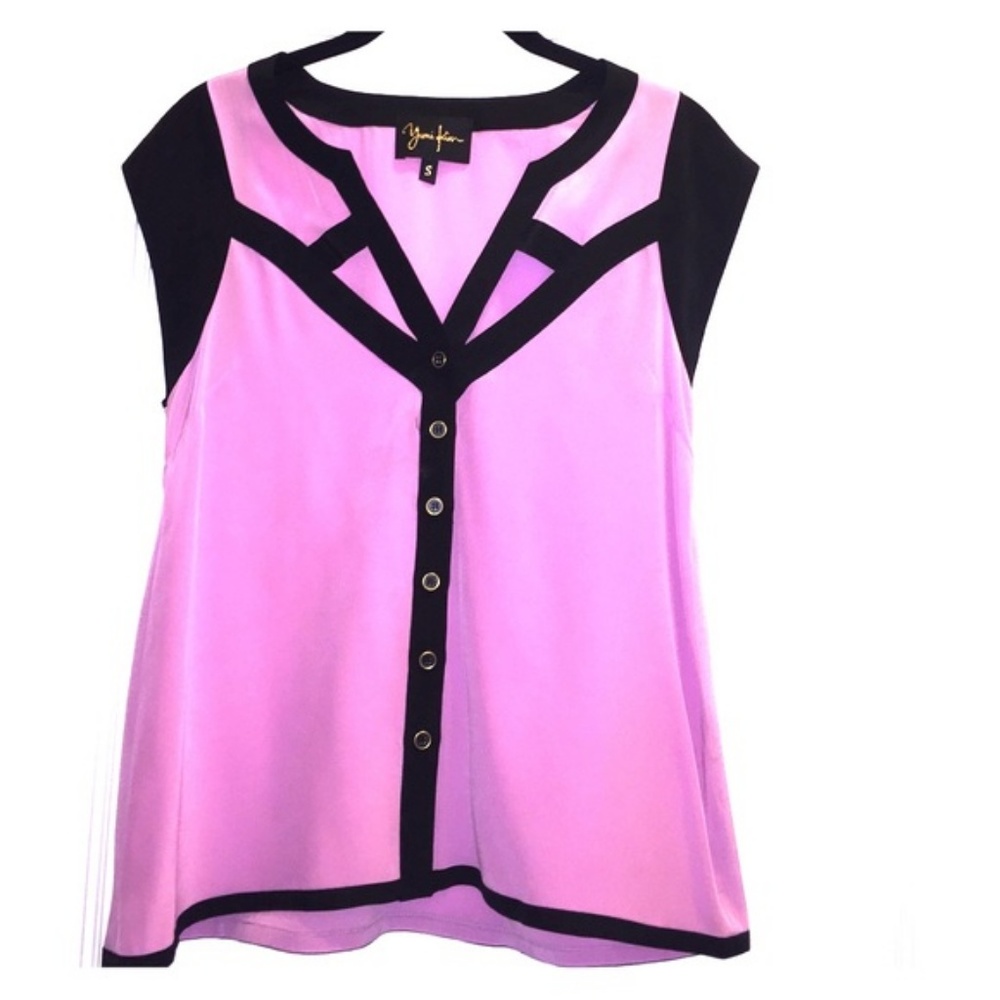 Yumi Kim - Black purple cut out blouse work shirt